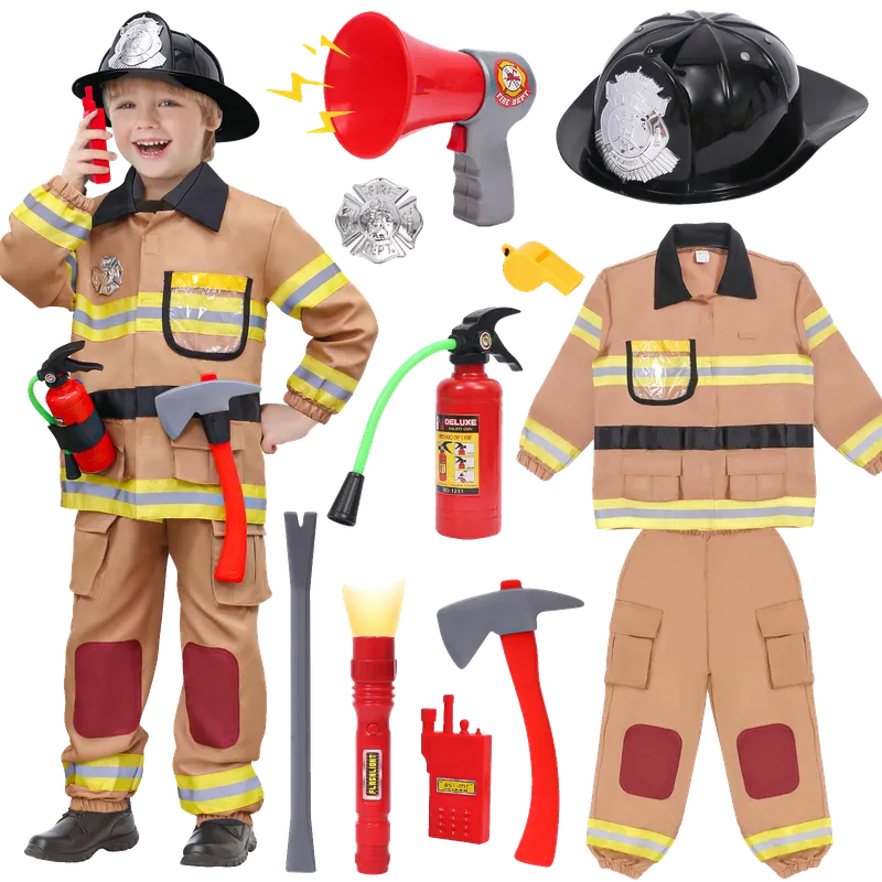 Firefighter Costume for Kids, Boys Halloween Costume Ages 3-10