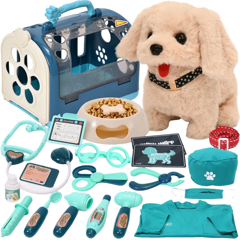 Vet Doctor Kit for Kids Toddlers with Walking Barking Robot Dog