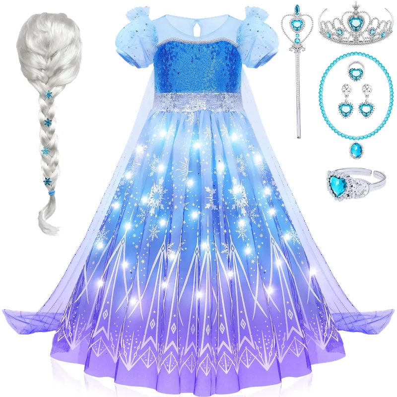 Girls Light Up Princess Costume Dress Up Clothes with Cape