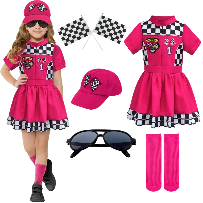 Race Car Driver Costume for Girls Racing Suit Racer Dress