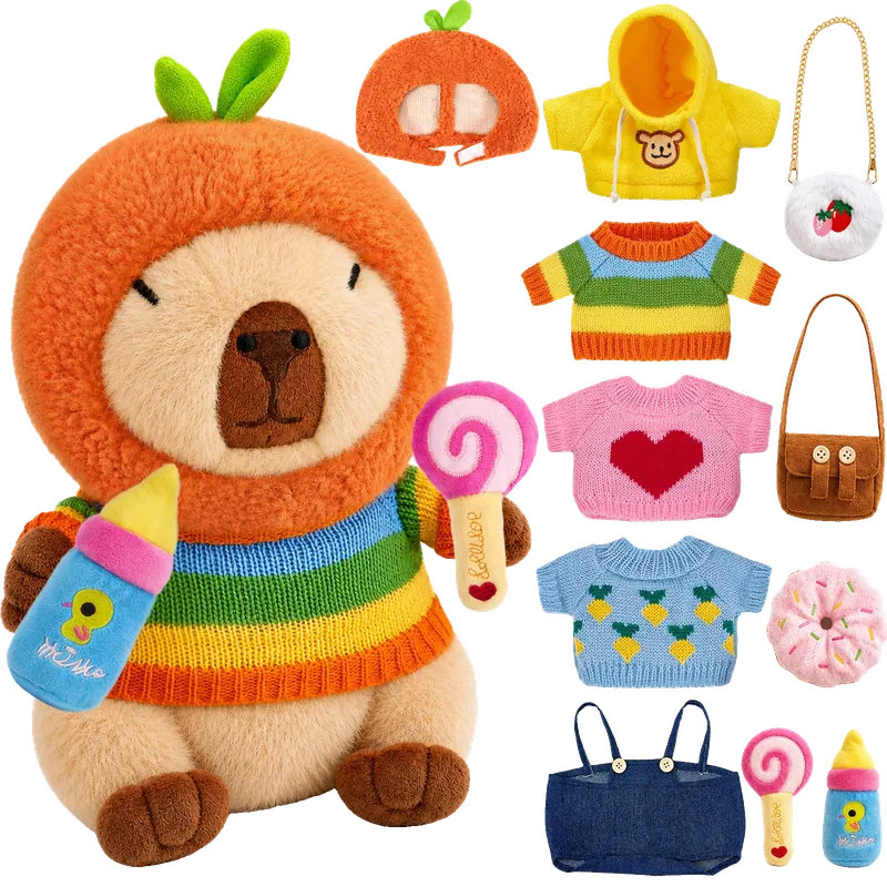 Capybara Plush with Clothes & Accessories