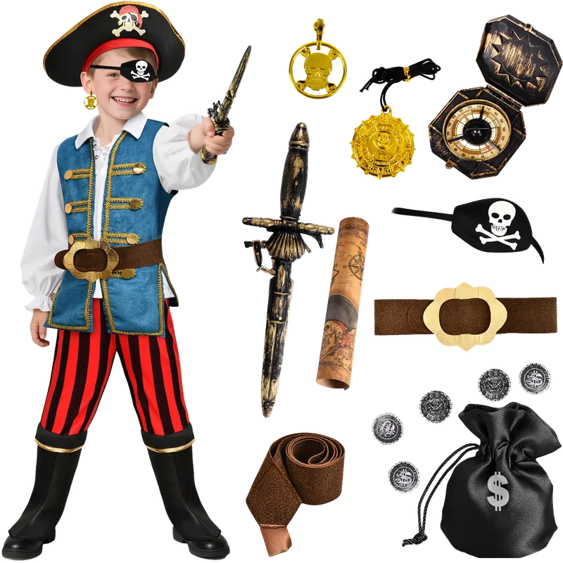 Kids Pirate Costume Toddler Pirate Accessories Hat Toys Jewelry