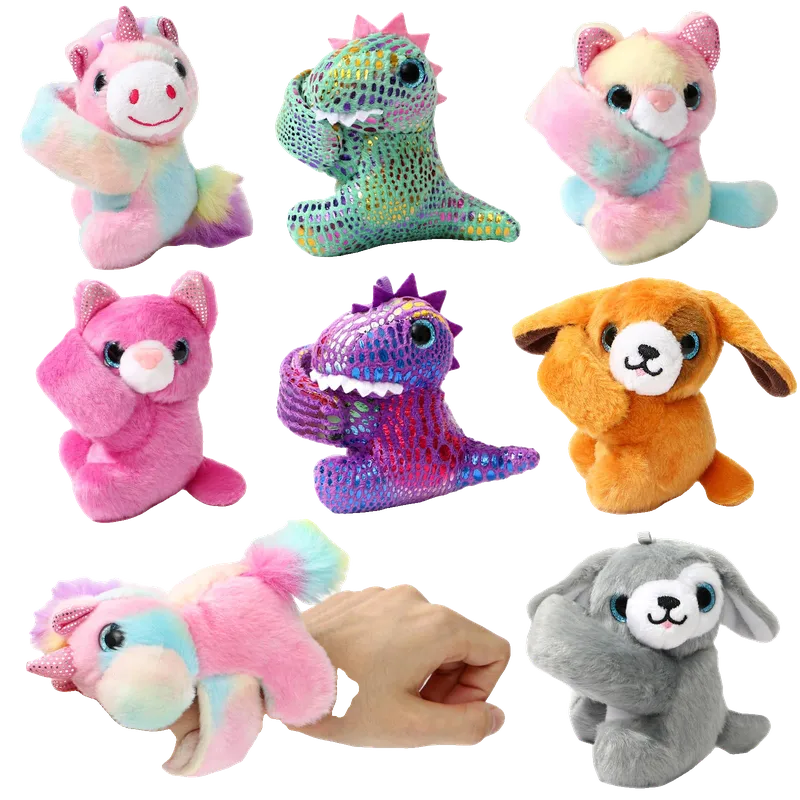 Stuffed Animal Slap Bracelets, 9 Inch Plush Unicorn Cat Dog