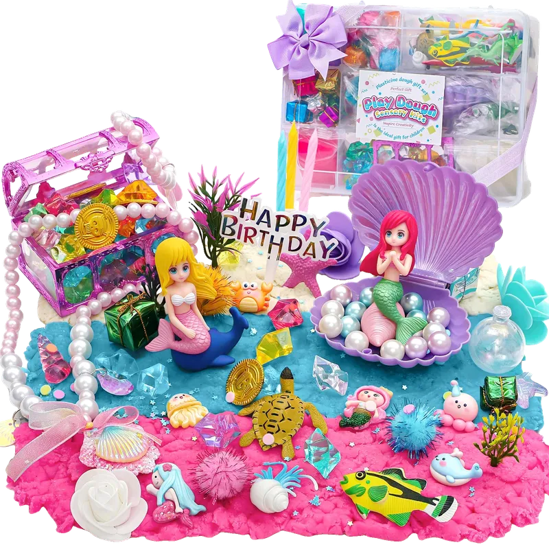 Mermaid Sensory Dough Kit, Play Dough Set with 3 Packs