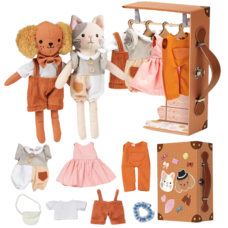 Portable Dress Up Plush Doll Set with Storage Case