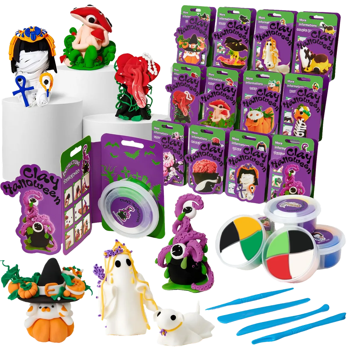 Halloween Air Dry Clay for Kids, DIY Modeling Clay Crafts Kit