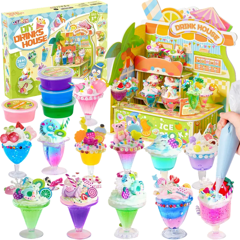 Mini Drink House DIY Toy Set, Making 24 Miniature Food Drinks