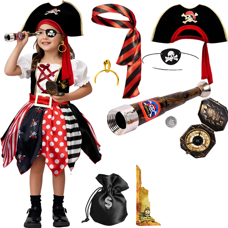 Kids Pirate Costume Dress Girls Toddler Pirate Accessories Hat
