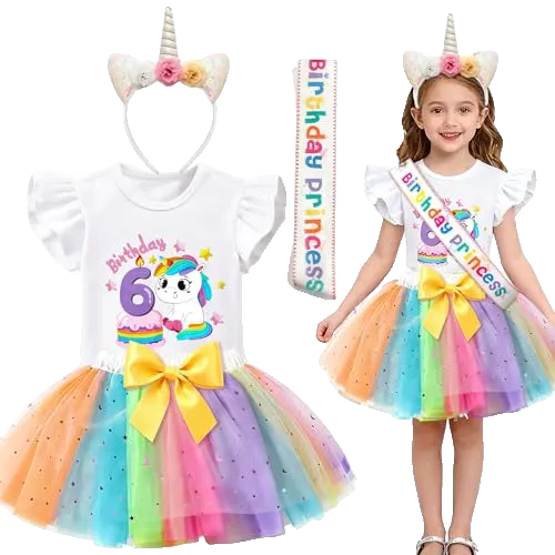 Girls Unicorn Birthday Dress Costume