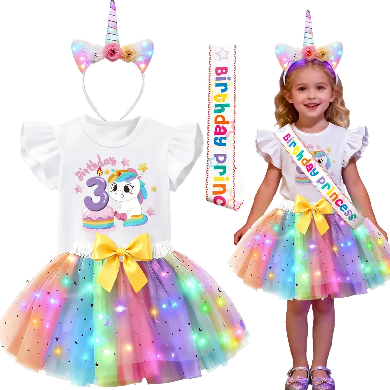 Girls Unicorn Birthday Dress Costume
