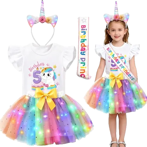 Girls Unicorn Birthday Dress Costume
