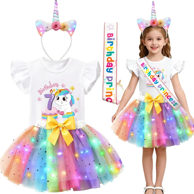 Girls Unicorn Birthday Dress Costume
