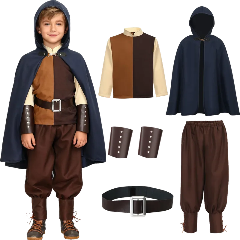Kids Medieval Costume, Viking Knight Pirat Warrior Cosplay