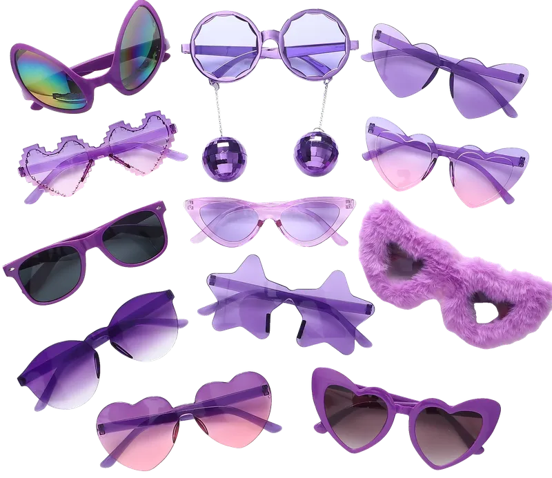 Mixed Styles Party Sunglasses Bulk Purple Fun Square Round