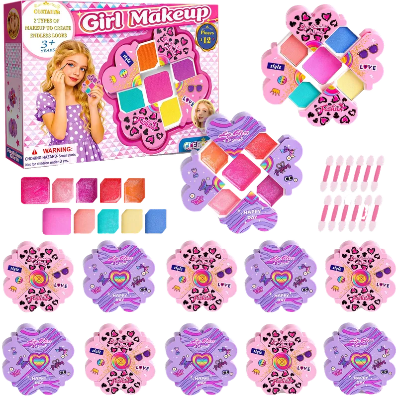 Kids Makeup Kit for Girls, 12Pcs Washable Toy Cosmetics Set