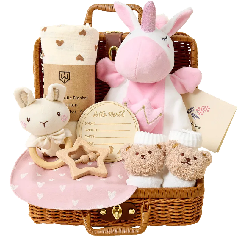 Baby Shower Gifts for Girls, Newborn Baby Gift Basket Set