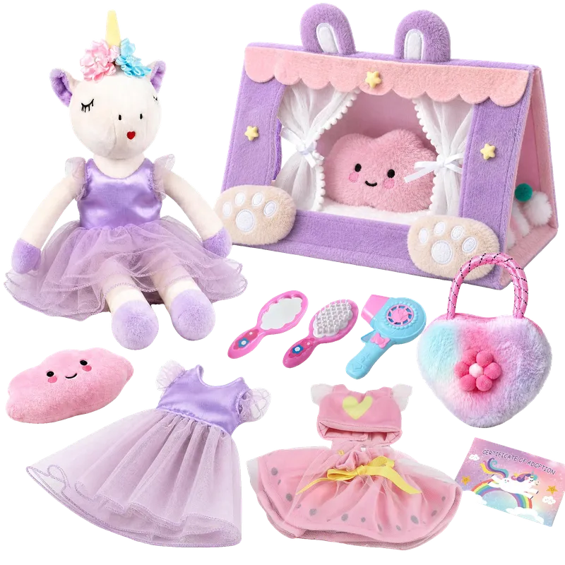 Unicorns Toys for Girls Age 4-6, Ballerina Doll & Play Tent Gift