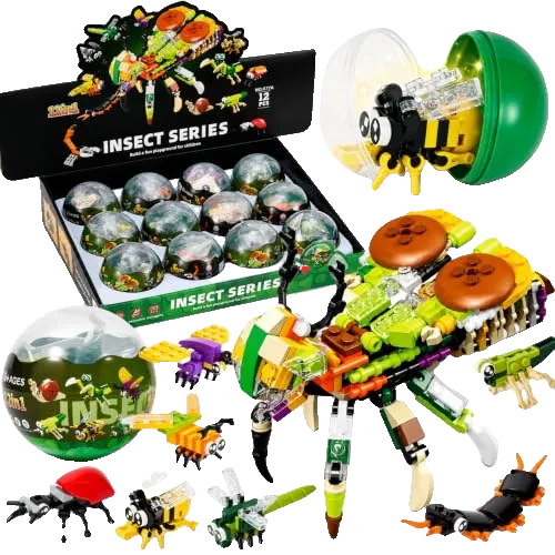 Building Blocks Blind Eggs, 12-in-1 Mini Insect Building Block