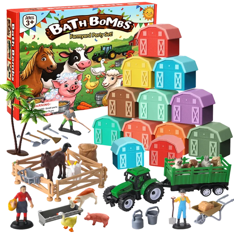 Bath Bombs for Kids with Surprise Farm Animal Toys Inside