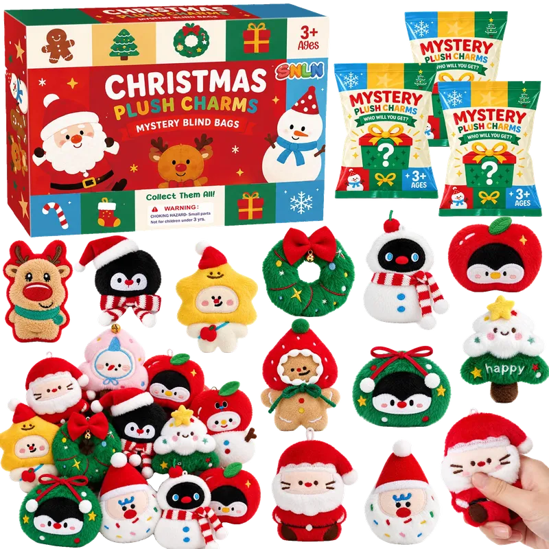 Christmas Party Favors for Kids, Plush Keychains Blind Bags