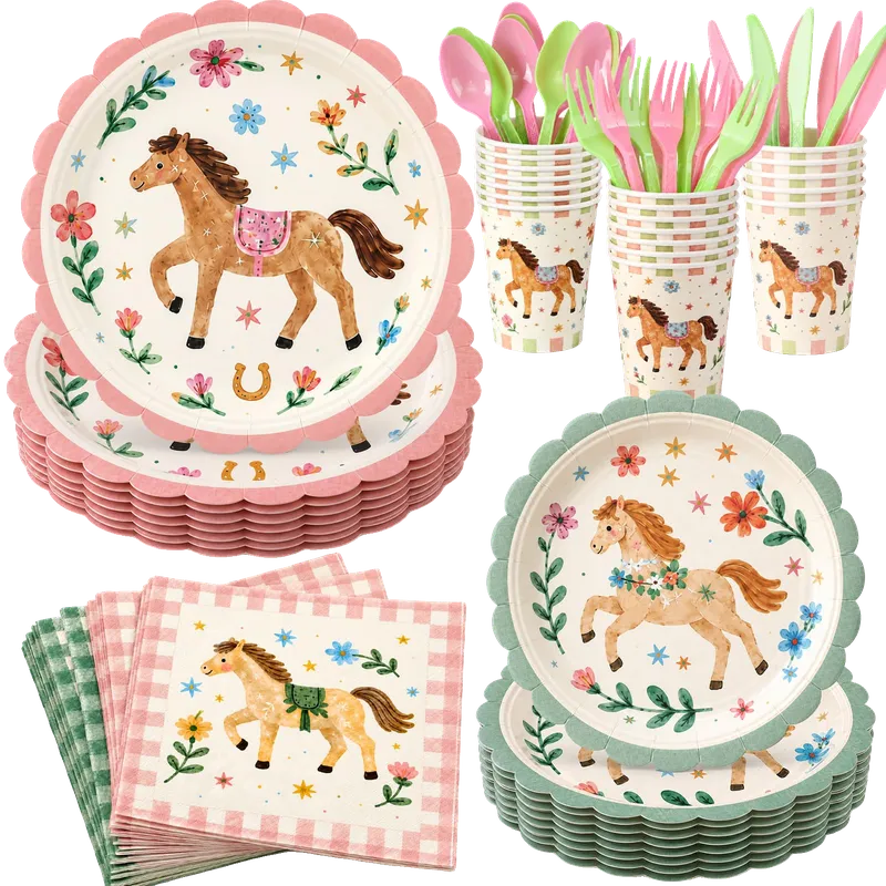 Horse Party Plates and Napkins Set Party Supplies for 24 Guests