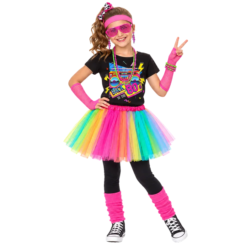 Kids 80s Costume 5T-14 Accessories Set Halloween Party Fancy