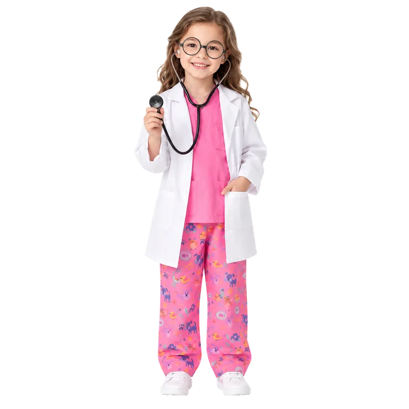 Kids Veterinarian Costume Toddler Doctor Vet Kit Play Set Cat
